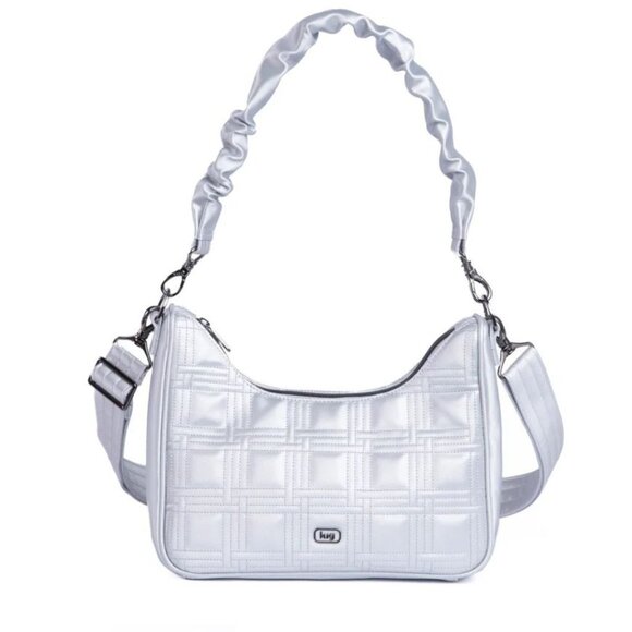 Lug Groove Satin Luxe Crossbody NWT - Silver - Picture 4 of 6